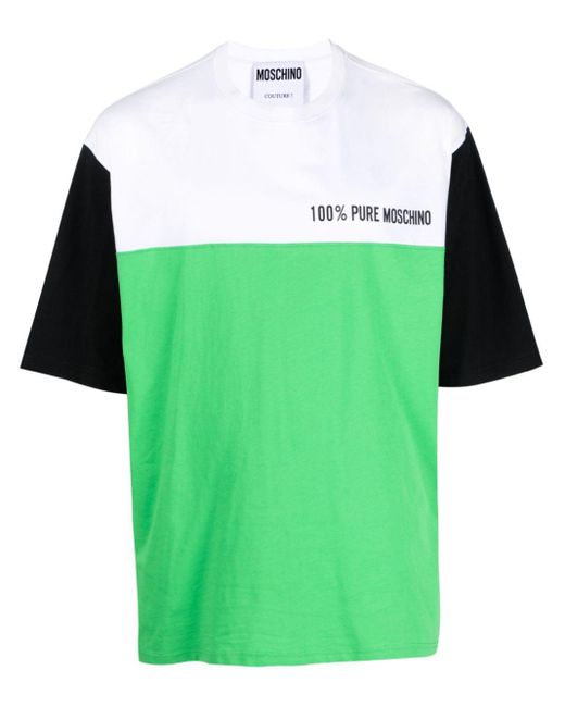 Moschino T-Shirt aus Bio-Baumwolle in Colour-Block-Optik in Green für Herren