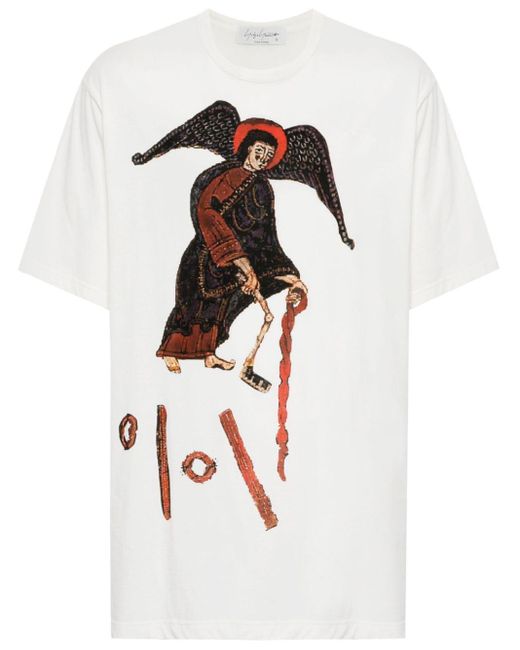 Yohji Yamamoto T-Shirt mit grafischem Print in White für Herren