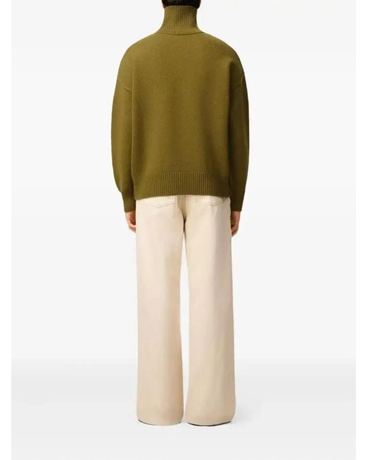 AMI Green Ami De Coeur Funnel Neck Sweater