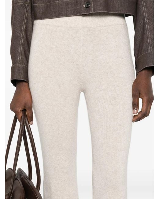 Bompard White Ribbed Flared Trousers