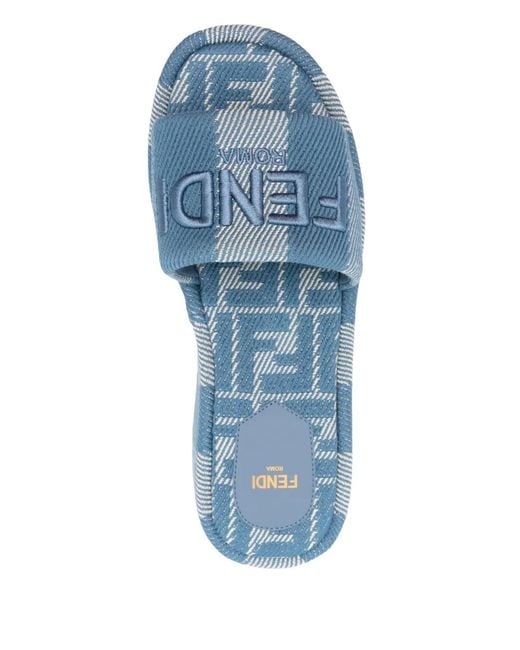 Fendi Blue Sunshine Flatform Sandals