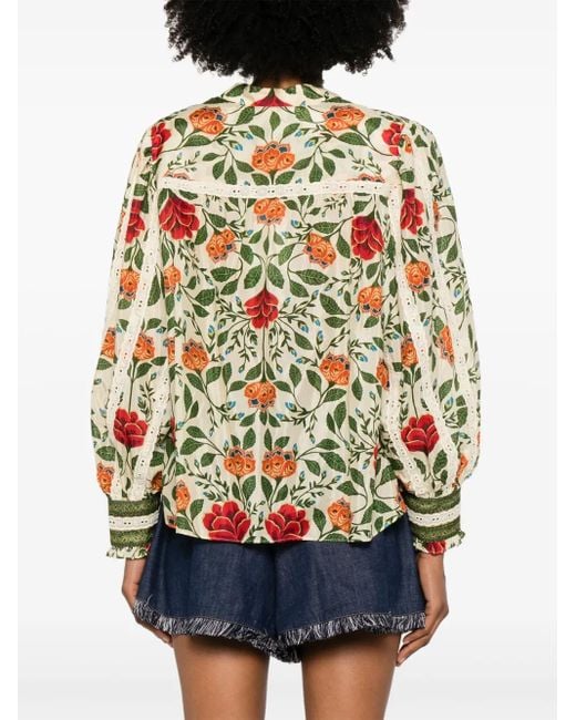 Farm Rio Garden Tapestry Blouse in het Green