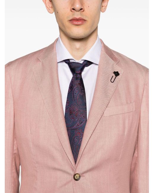 Lardini Pink Single-breasted Twill Blazer for men
