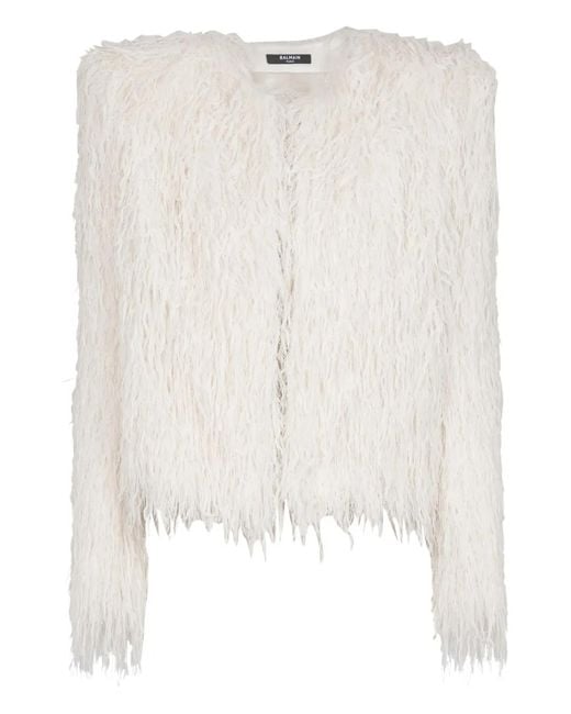 Balmain White Fringed Jacket