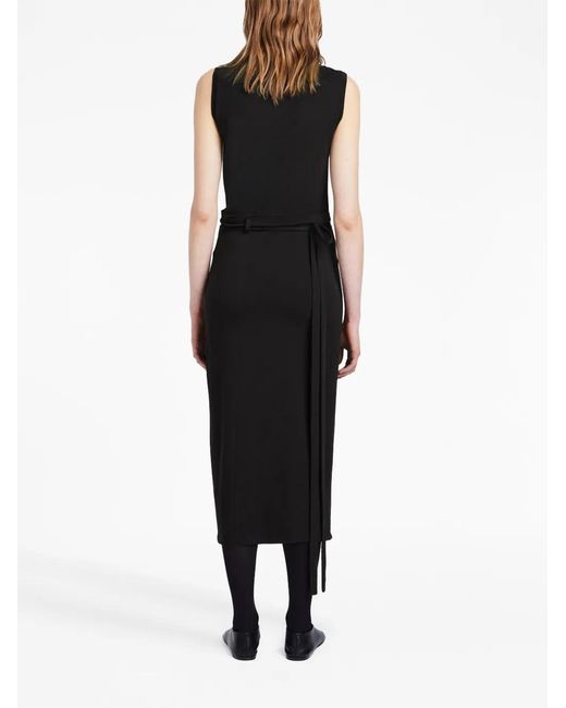 Proenza Schouler Black Asymmetric Jersey Midi Dress