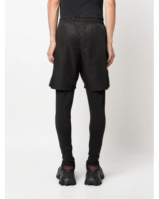 Philipp Plein Green Camouflage-Print Layered Legging for men