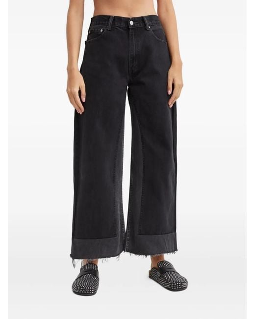 B Sides Black Frayed Cropped Jeans