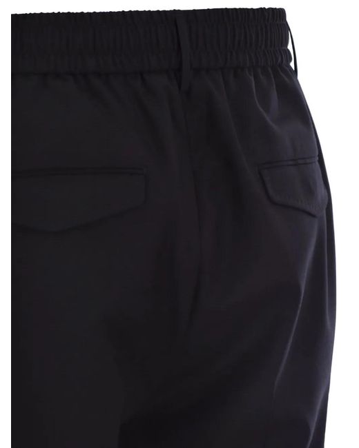 Peserico Blue Pleat-Detail Drawstring-Waist Trousers for men