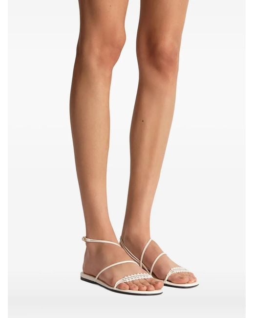 Khaite White Bead-Embellished Loop Flat Sandals