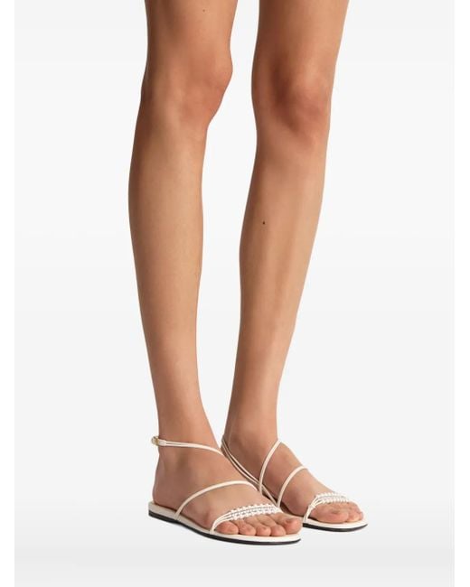 Khaite White Bead-Embellished Loop Flat Sandals
