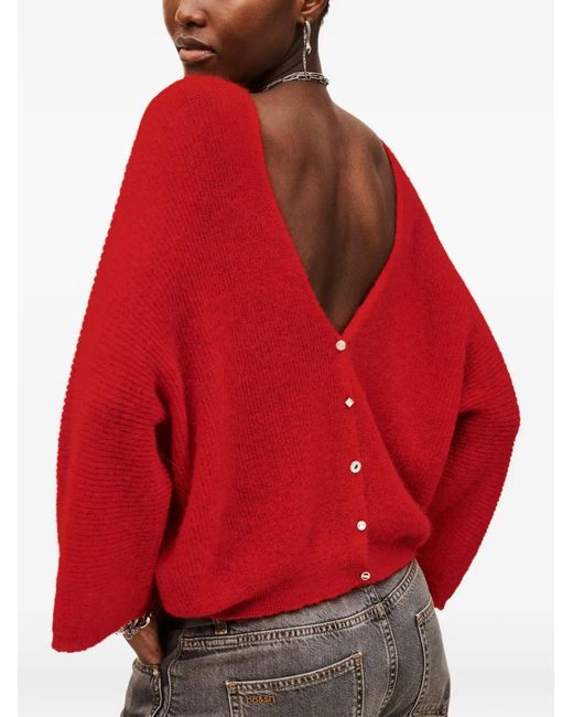 Ba&sh Red Isaac Buttoned Cardigan
