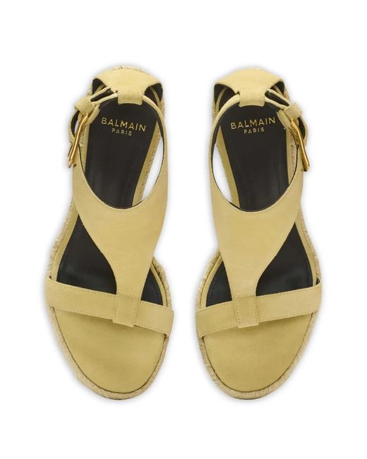 Balmain Metallic Anthem Wedge Espadrilles