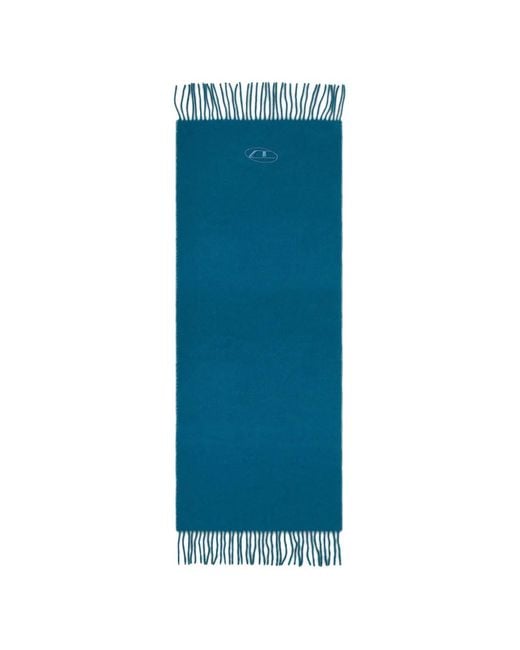 DIESEL Blue Wool-Blend Scarf With Fringed Edges for men