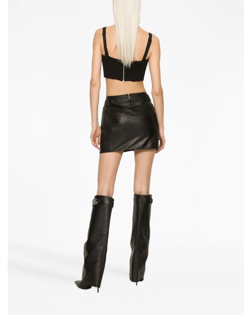 Dolce & Gabbana Black Mid-Rise Nappa Mini Skirt