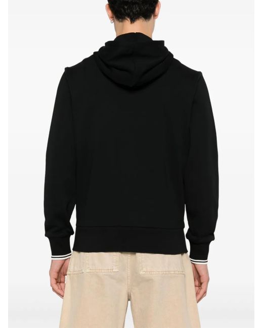 Fred Perry Black Embroidered-Logo Zip-Up Jacket for men