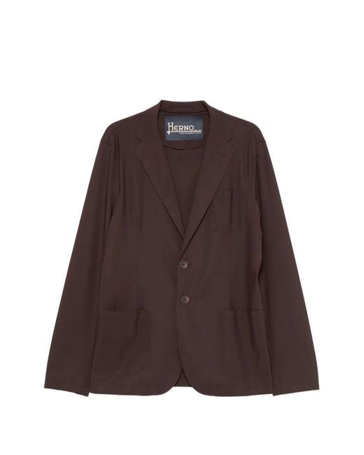 Herno Brown Single-Breasted Blazer for men