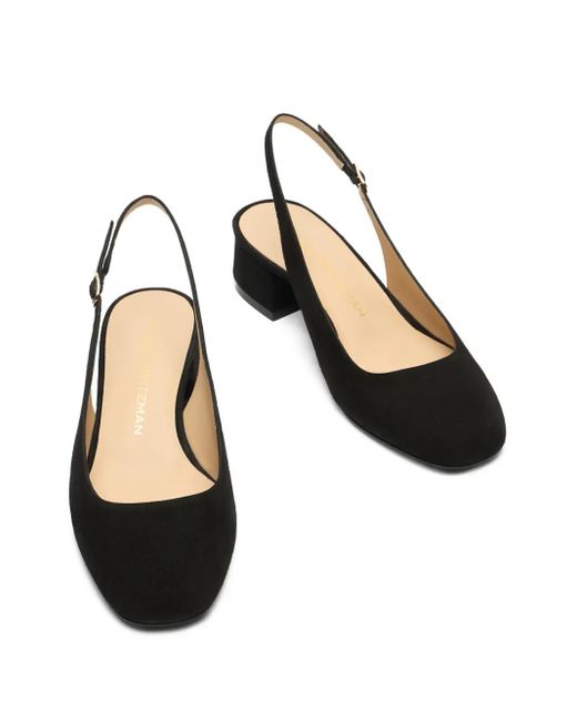 Stuart Weitzman Black Maeve Slingback Block-Heel Pumps
