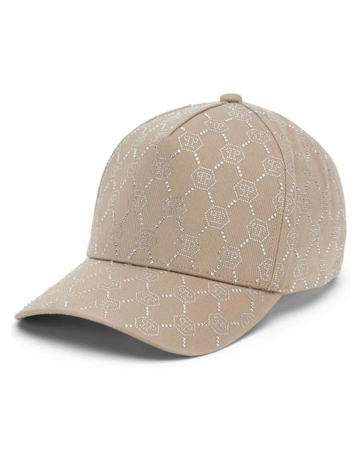 Philipp Plein Natural Baseball Hat Crystal Monogram