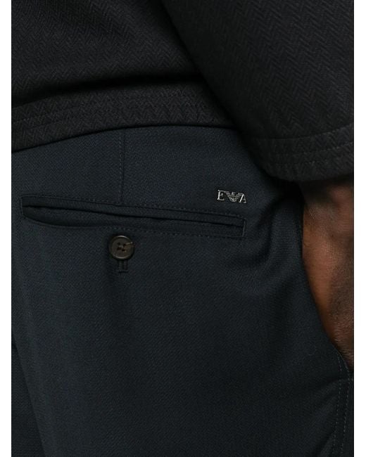 Emporio Armani Black Logo Detail Wool Trousers for men