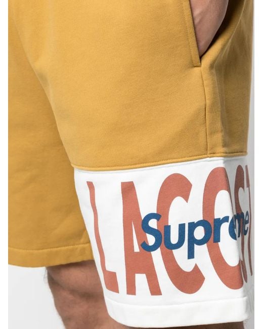 Pantalones cortos de deporte con logo Lacoste Supreme de hombre de color Yellow