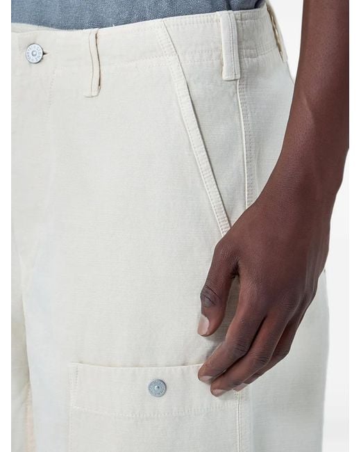 Stone Island White Buttoned Pocket Trousers for men