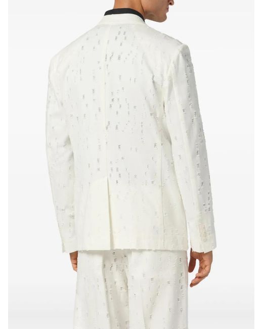 Philipp Plein White Distressed Blazer for men