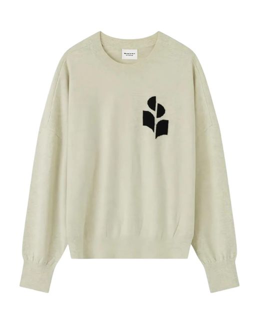 Felpa Girocollo Con Logo Ricamato di Isabel Marant in White