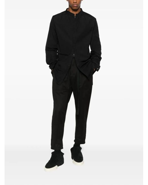 Thom Krom Black Belted Tapered Trousers for men