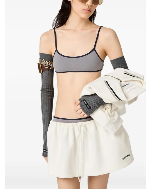 Miu Miu Gray Technical Knit Swimsuit