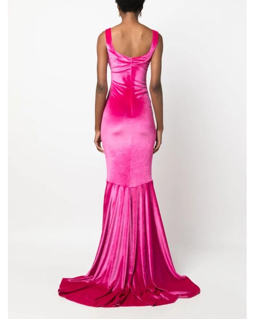 Atu Body Couture Pink Pleated-Skirt Pleated Maxi Dress