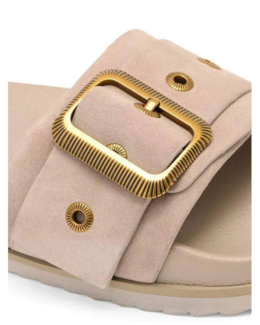 AllSaints Natural Ellie Buckle-Strap Sandals