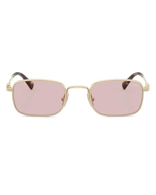 Miu Miu Pink Rectangle-Frame Sunglasses