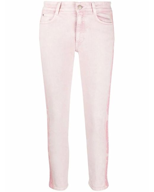 Stella McCartney Pink Logo Tape Slim Jeans