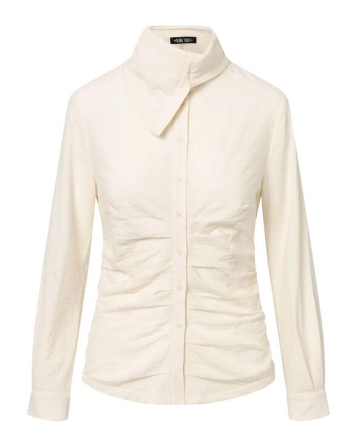 Elena Velez Gesmockte Button-Up Blouse in het White