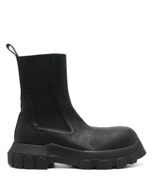 Rick Owens Black Beatle Bozo Tractor Leather Boots for men