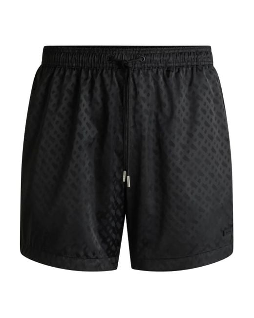 Boss Black Monogram-Print Swim Shorts for men
