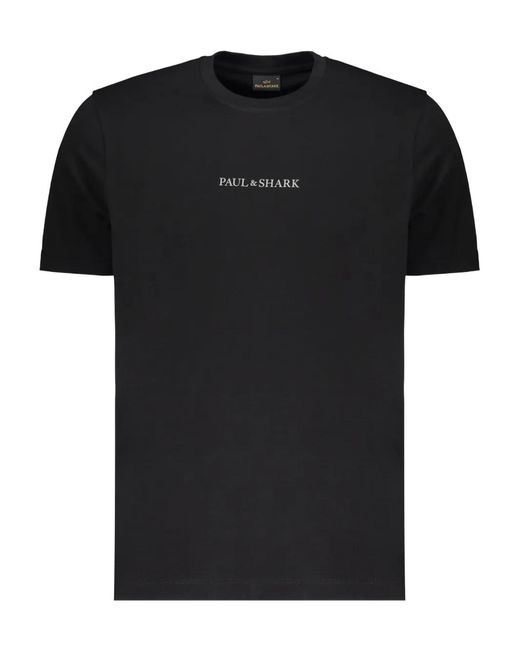 Paul & Shark Black Logo-Print T-Shirt for men