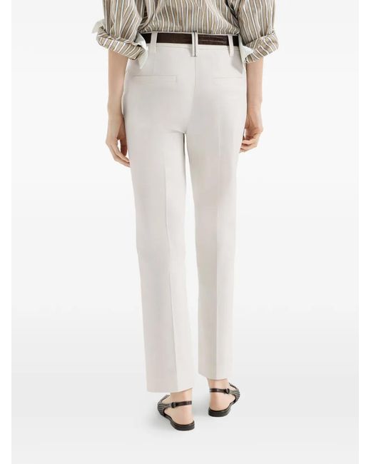 Brunello Cucinelli White Cotton Twill Trousers