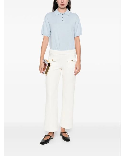 Allude Blue Cashmere Buttoned Polo Top