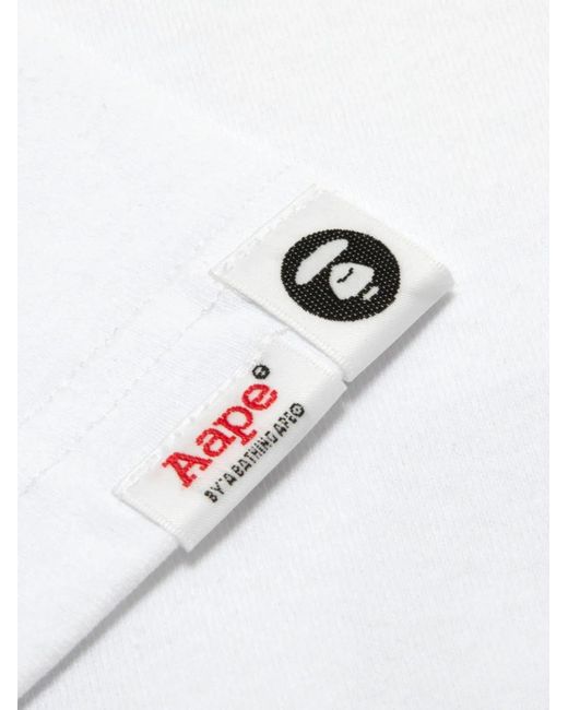 Aape By A Bathing Ape White Aapeunvs Moonface T-Shirt for men