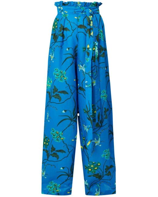 Pantalones anchos con estampado floral Erdem de color Blue