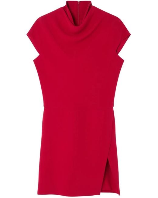 Versace Red Draped Front-Slit Mini Dress