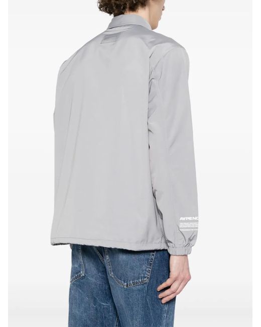 Aape By A Bathing Ape Gray Logo-Appliqué Shirt Jacket for men