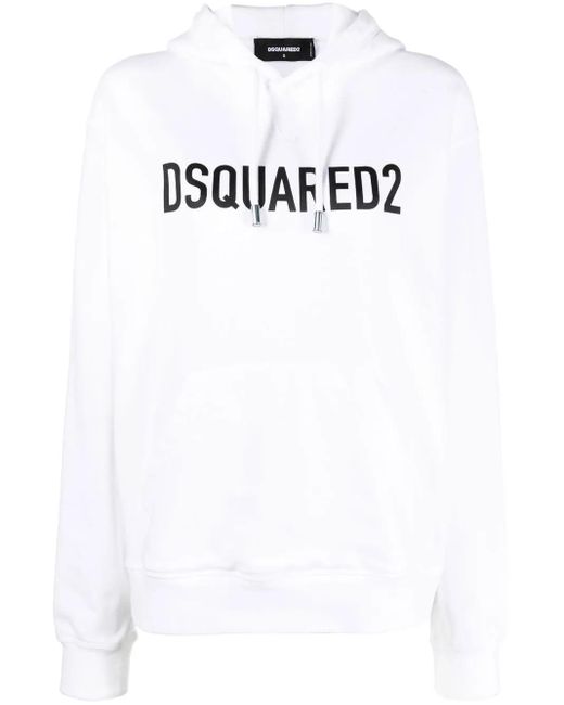 DSquared² White Lightweight Hoodie With Bold Logo