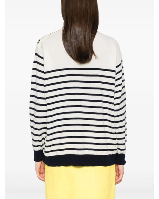 Blumarine White Logo-Intarsia Sweater