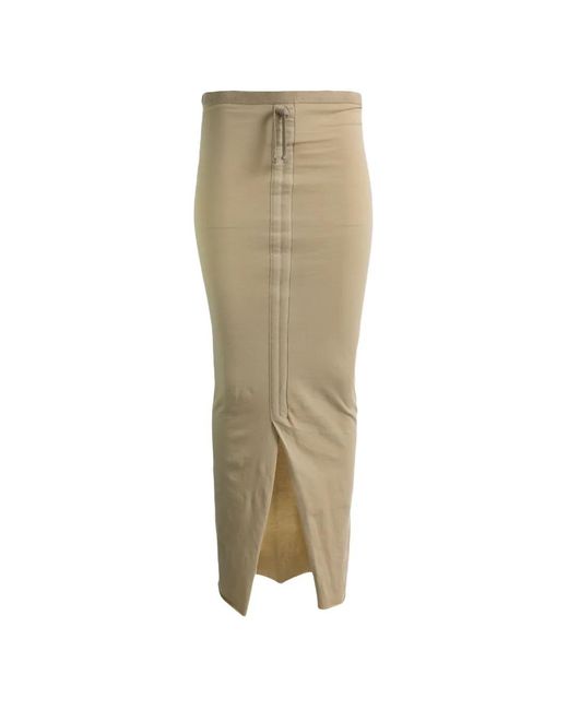 Rick Owens Natural Drawstring Slit Skirt