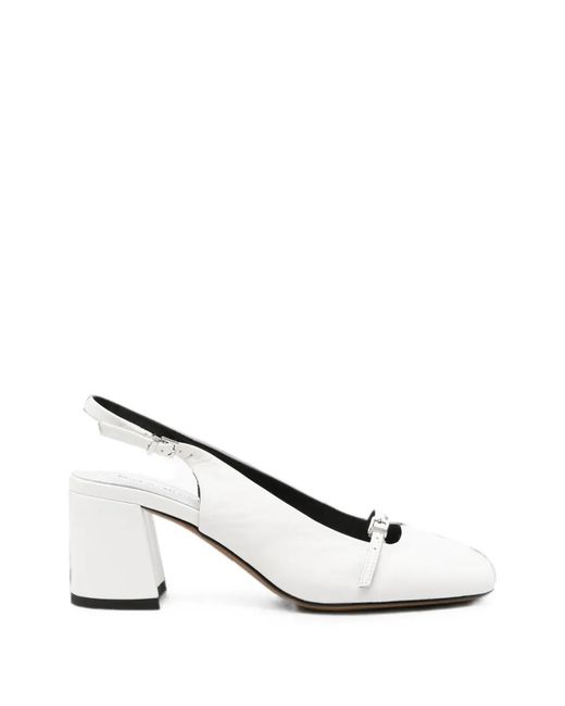 SERGIO MORETTI FIRENZE White Buckle-Detail Slingback Pumps