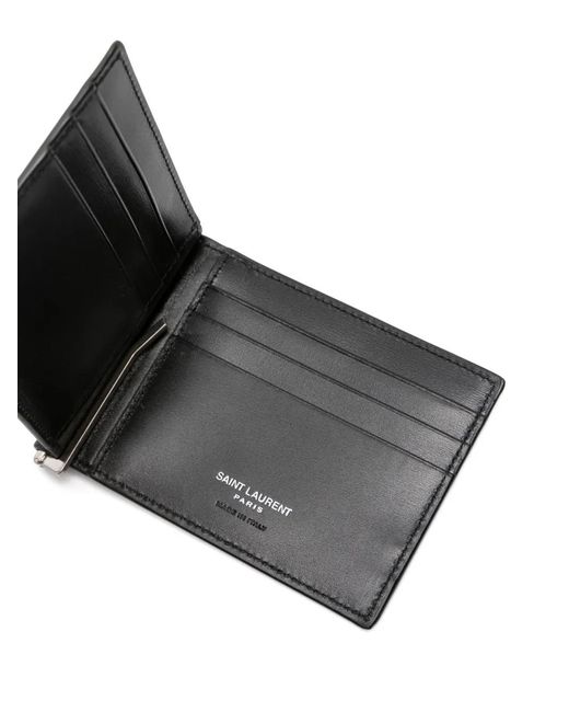Saint Laurent Black Monogram Logo Wallet for men