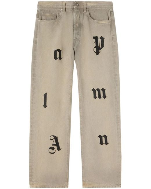 Palm Angels Natural Logo-Patch Loose Jeans for men