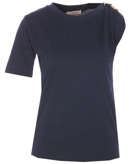 Twinset Blue Asymmetric T-Shirt